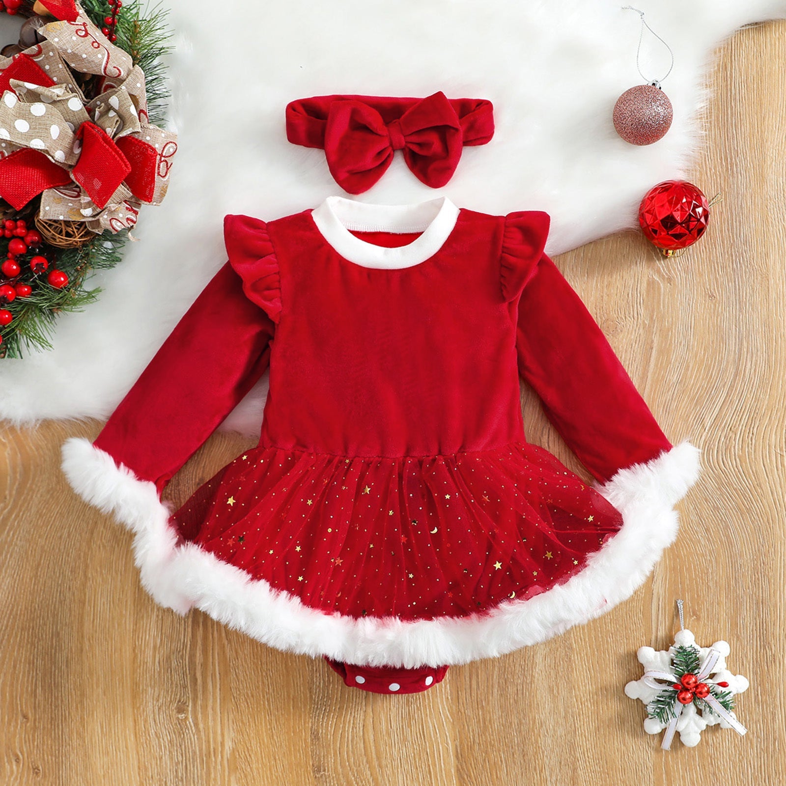 Dress Your Little One in Holiday Cheer with Our Christmas Baby Red Romper!