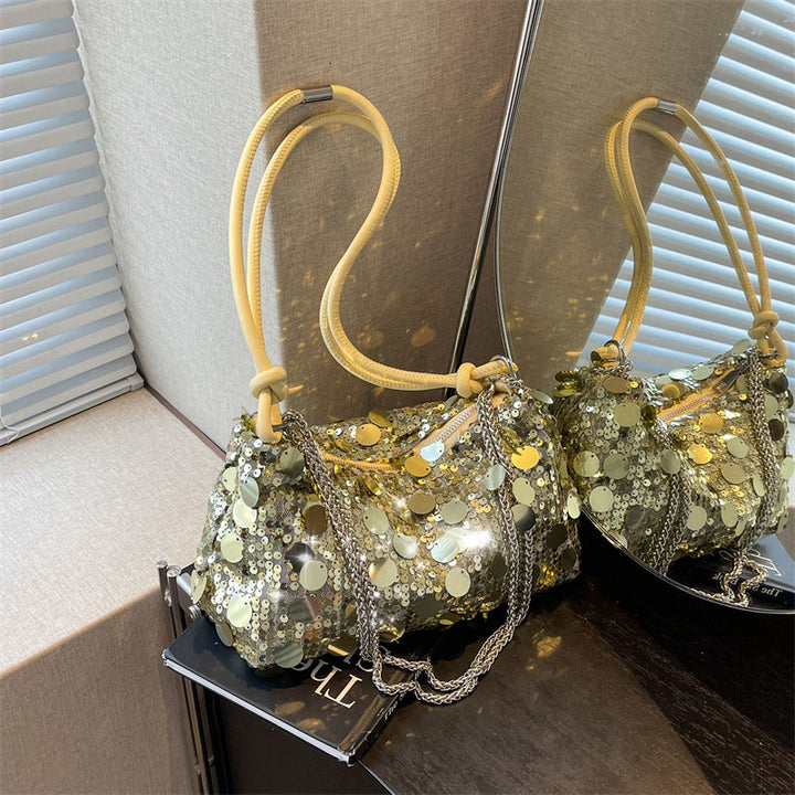 Elevate Your Style with the Women's Sequined Chain Shoulder Messenger Bag