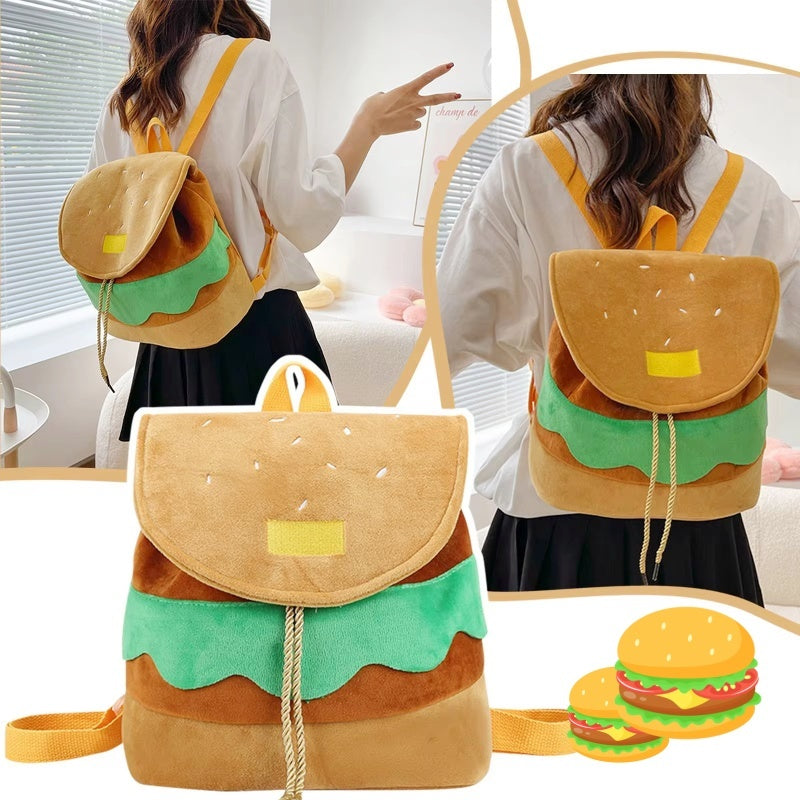 Cute Hamburger Plush Backpack
