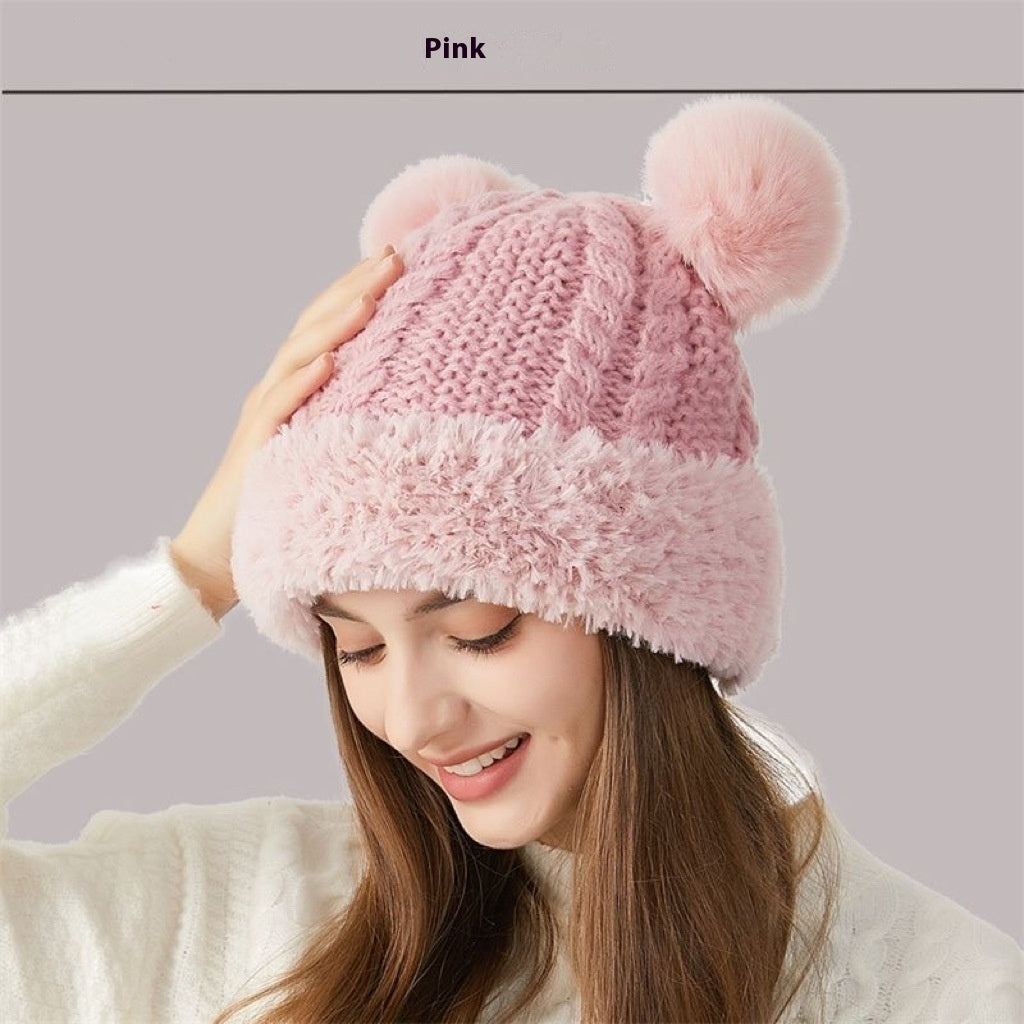 Women's Winter Cute Fur Ball Knitted Hat