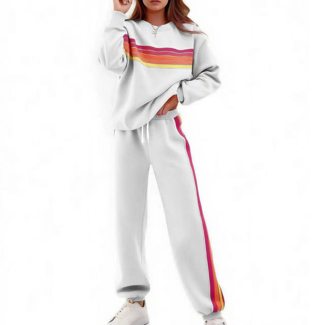 Women's Elastic Waist Pants Sweater Suit