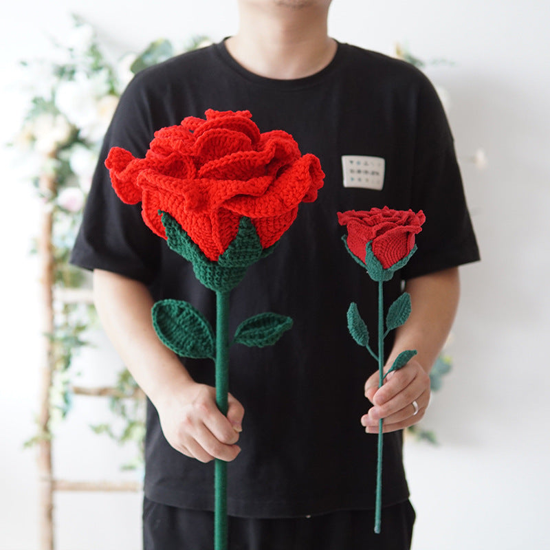 Handmade Red Roses Knitted Bouquet
