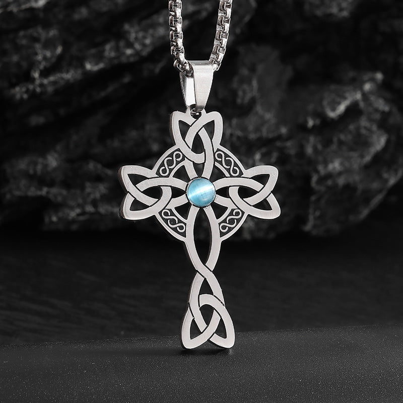 Stainless Steel Personalized Celtic Knot Cross Necklace