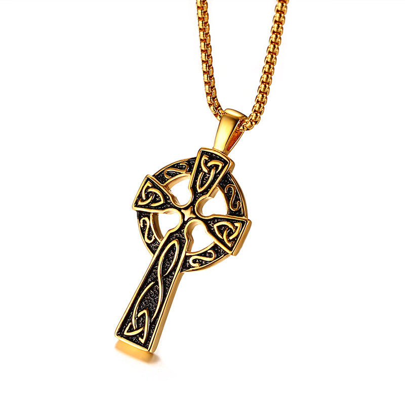 62MM Titanium Steel Celtic Cross Pendant Necklace