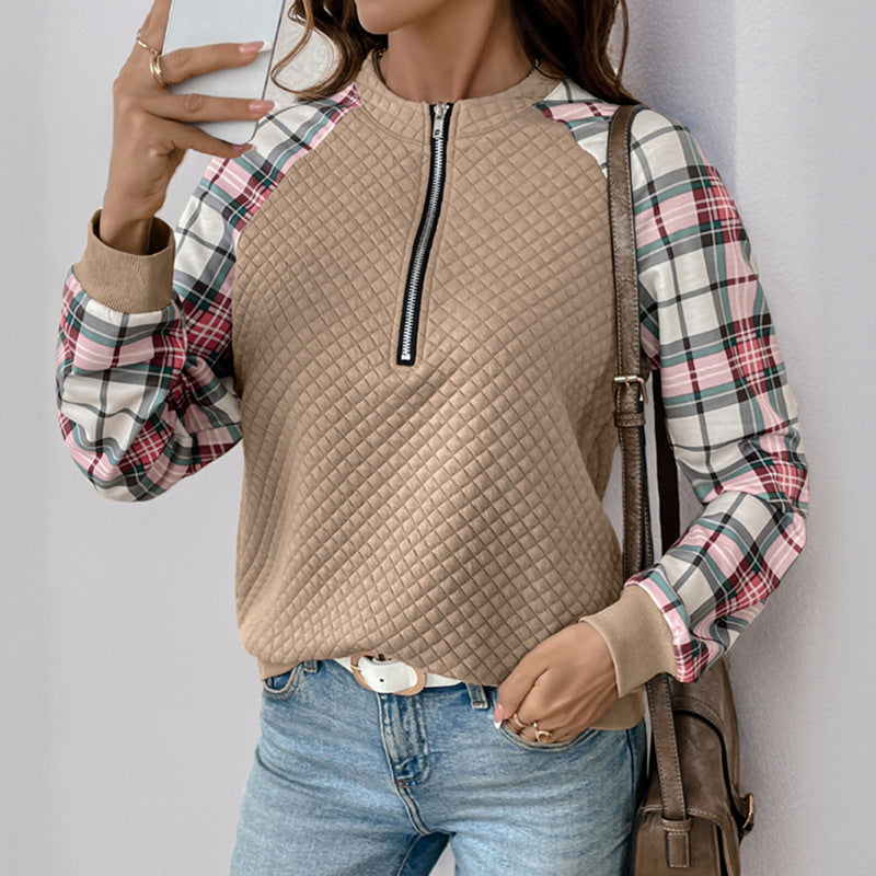 Retro Stitching Diamond Patterns Fabric Sweater