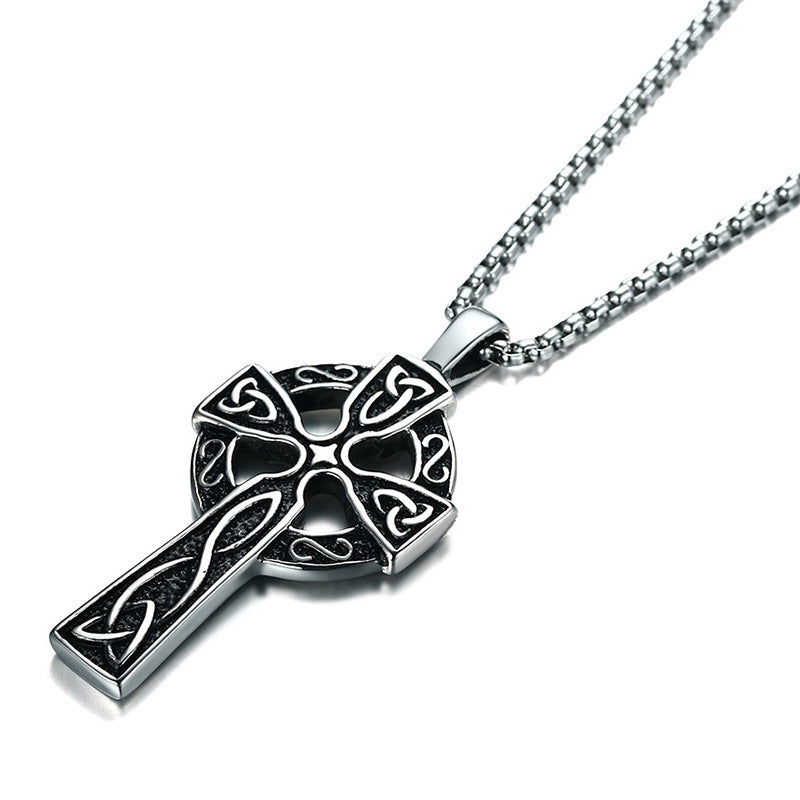 62MM Titanium Steel Celtic Cross Pendant Necklace