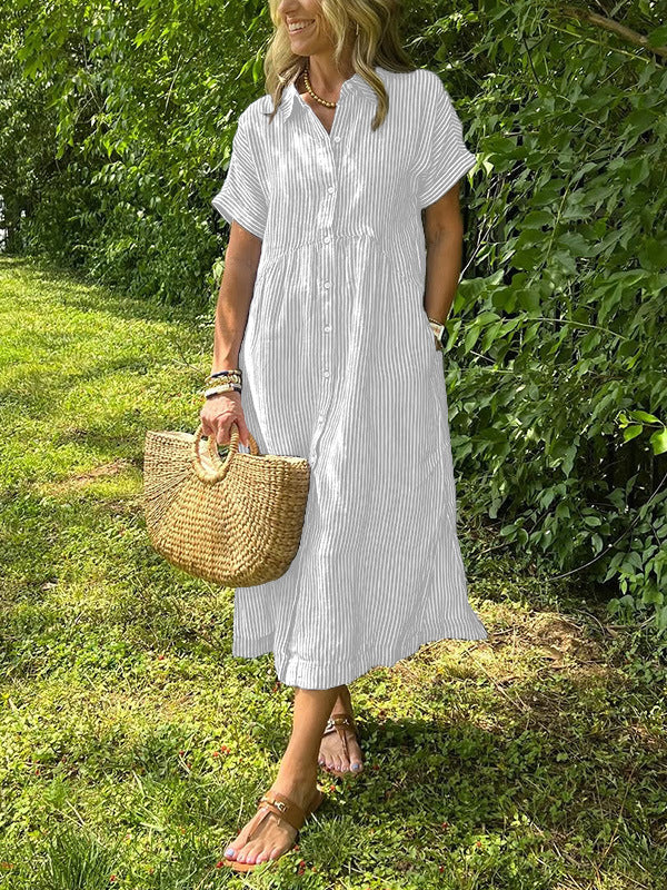 Women's Casual Cotton And Linen Dress