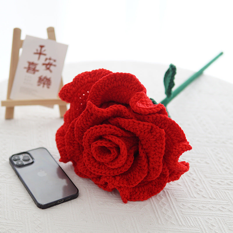 Handmade Red Roses Knitted Bouquet