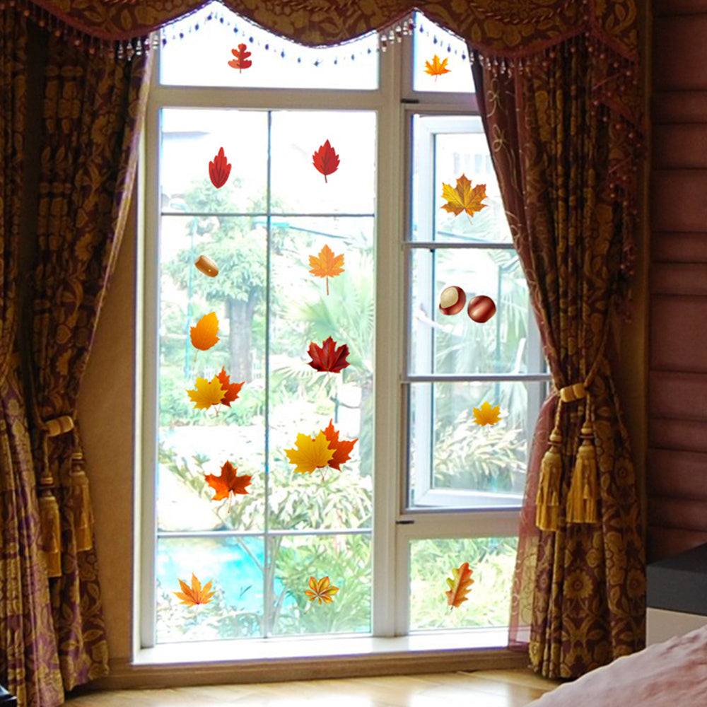 Autumn Maple Window Sticker Leaf Turkey