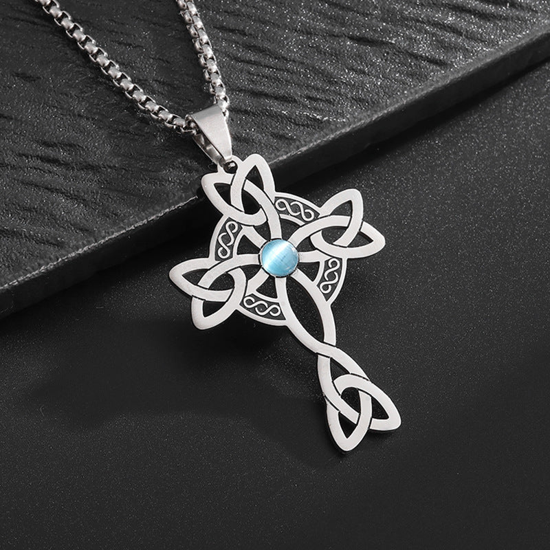 Stainless Steel Personalized Celtic Knot Cross Necklace