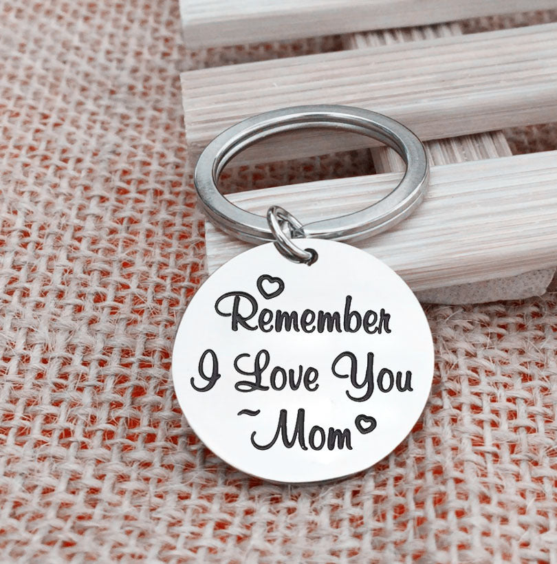 I Love You Mom Stainless Steel Keychain