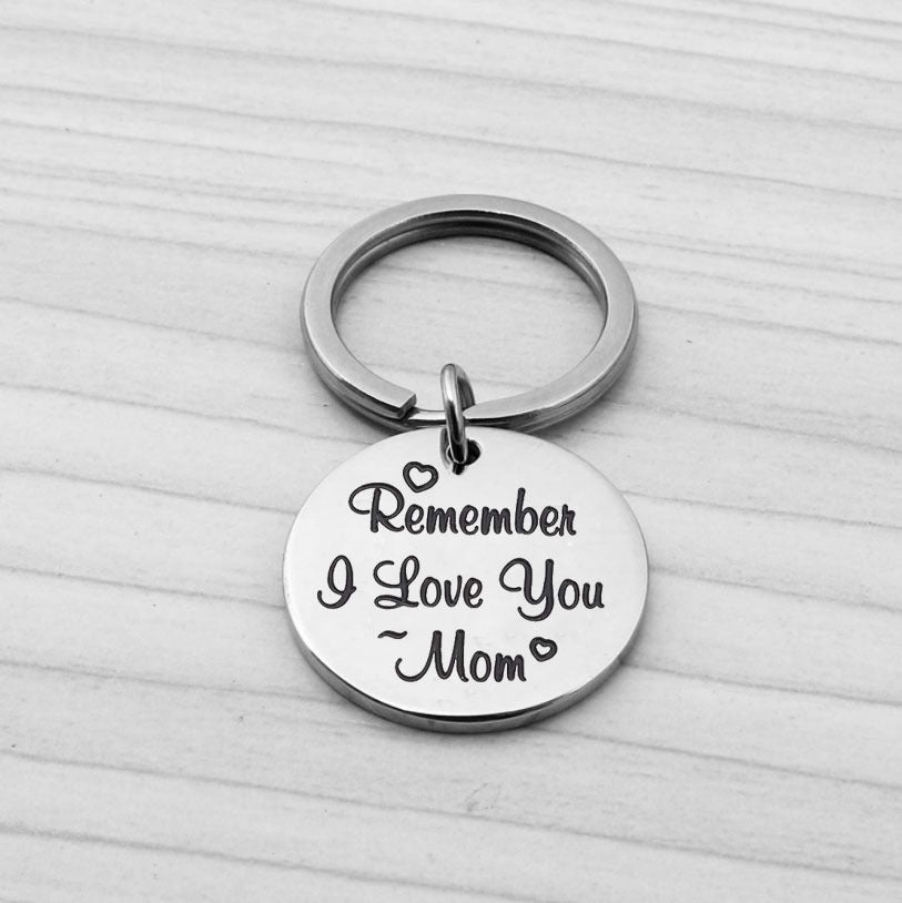 I Love You Mom Stainless Steel Keychain