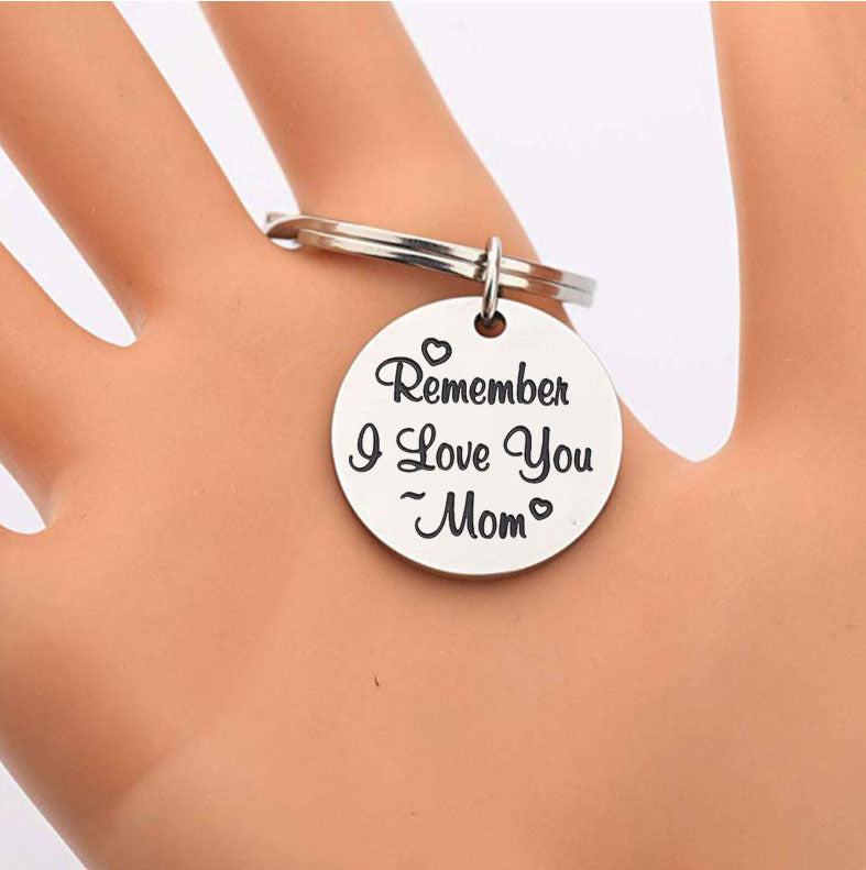 I Love You Mom Stainless Steel Keychain
