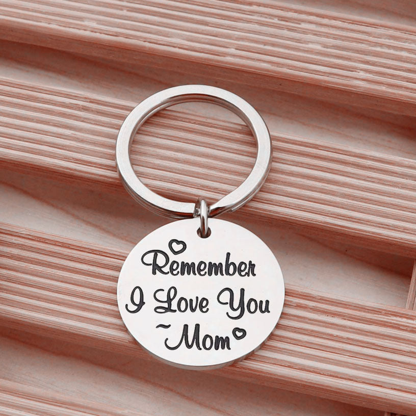 I Love You Mom Stainless Steel Keychain