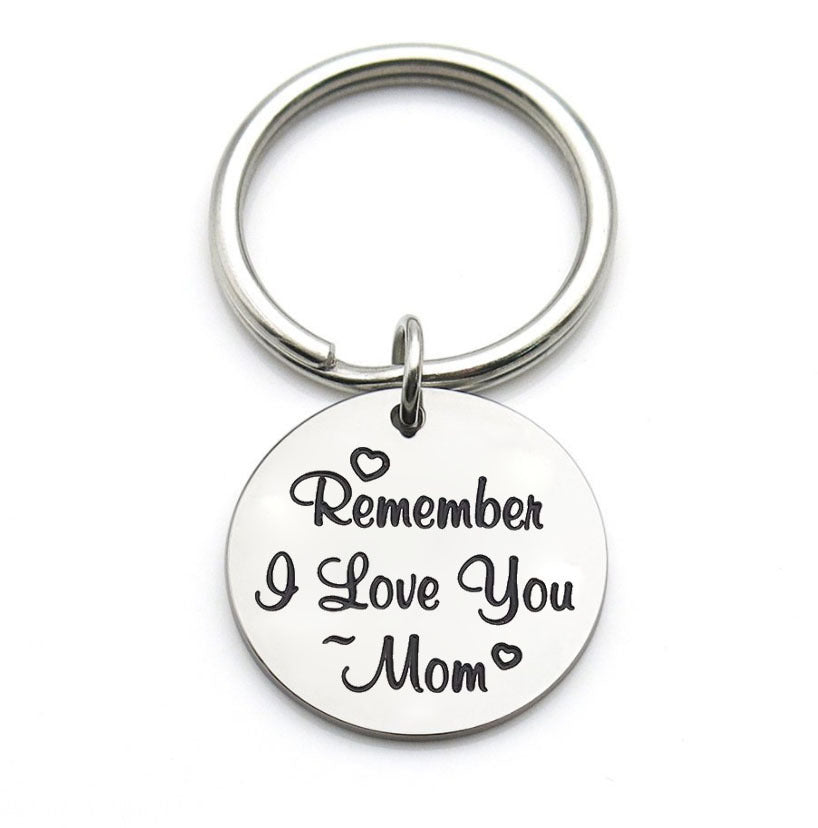 I Love You Mom Stainless Steel Keychain