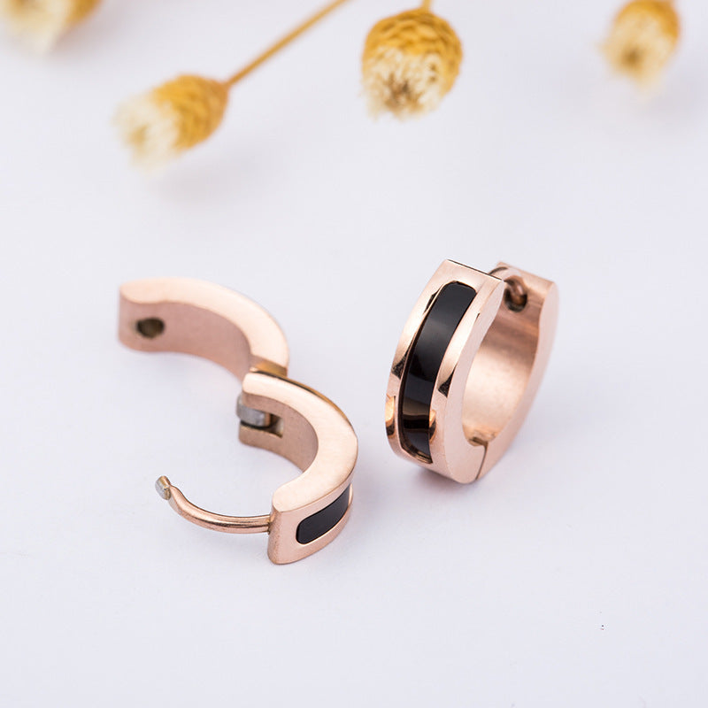 Earrings Black Round Earrings