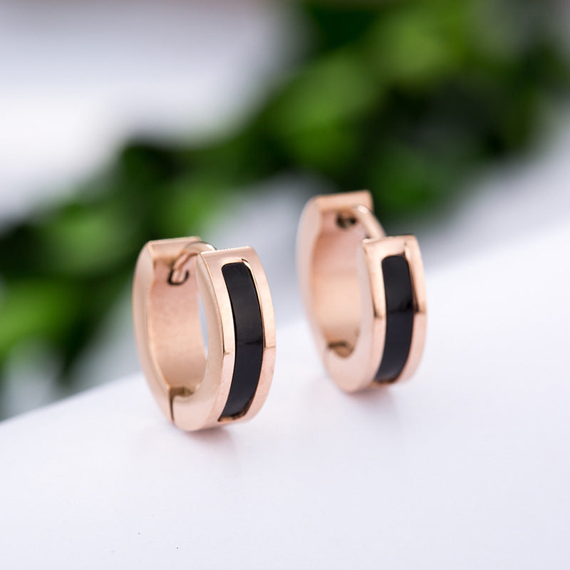 Earrings Black Round Earrings