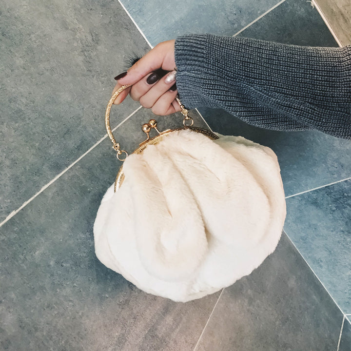 Plush Bag Faux Fur Rabbit Clip