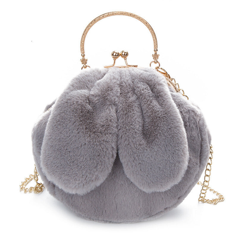 Plush Bag Faux Fur Rabbit Clip