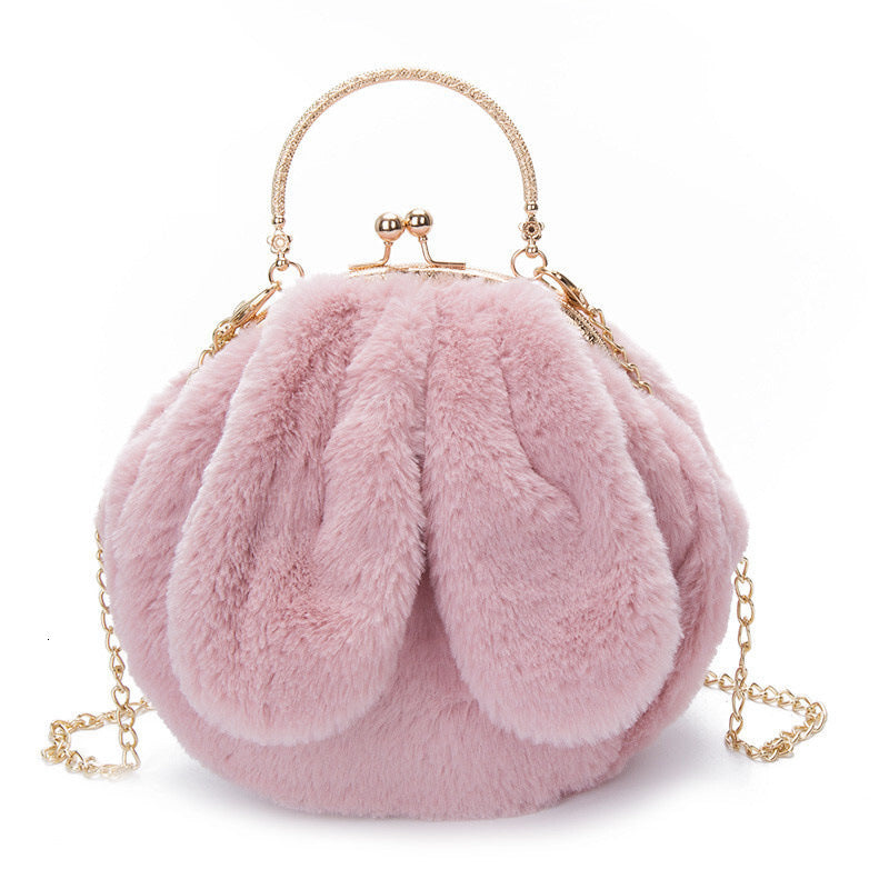 Plush Bag Faux Fur Rabbit Clip