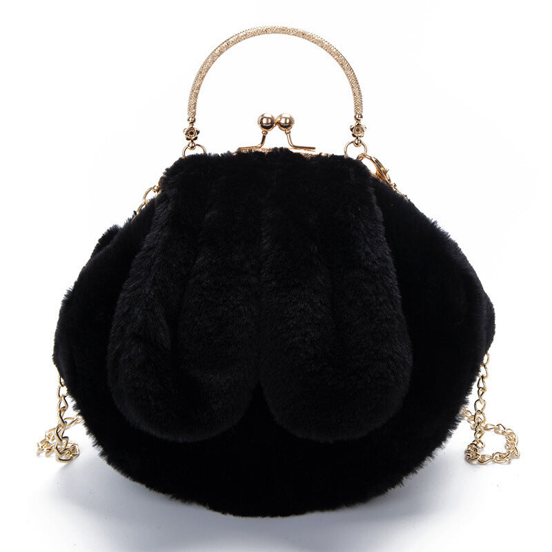 Plush Bag Faux Fur Rabbit Clip