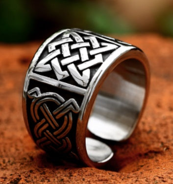 Nordic Retro Viking Celtic Knot Titanium Steel Ring