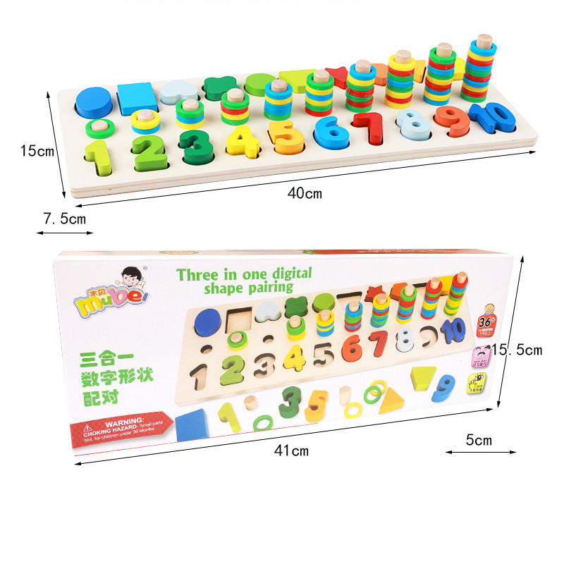 3 in 1 Early Educational Geometry Wooden Toys