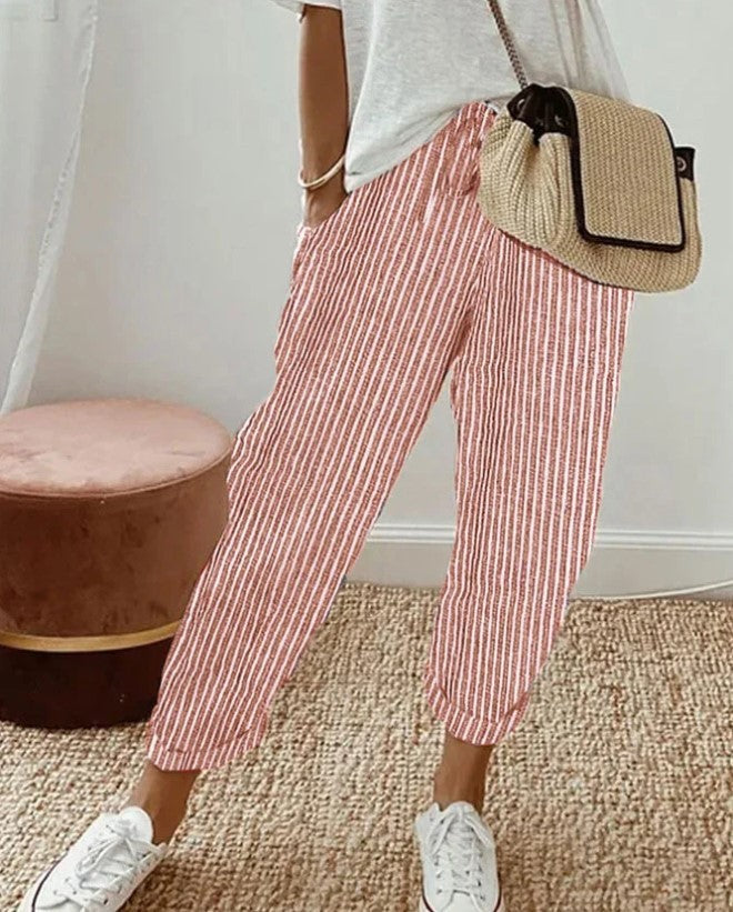 Women Summer Stripes Casual Pants