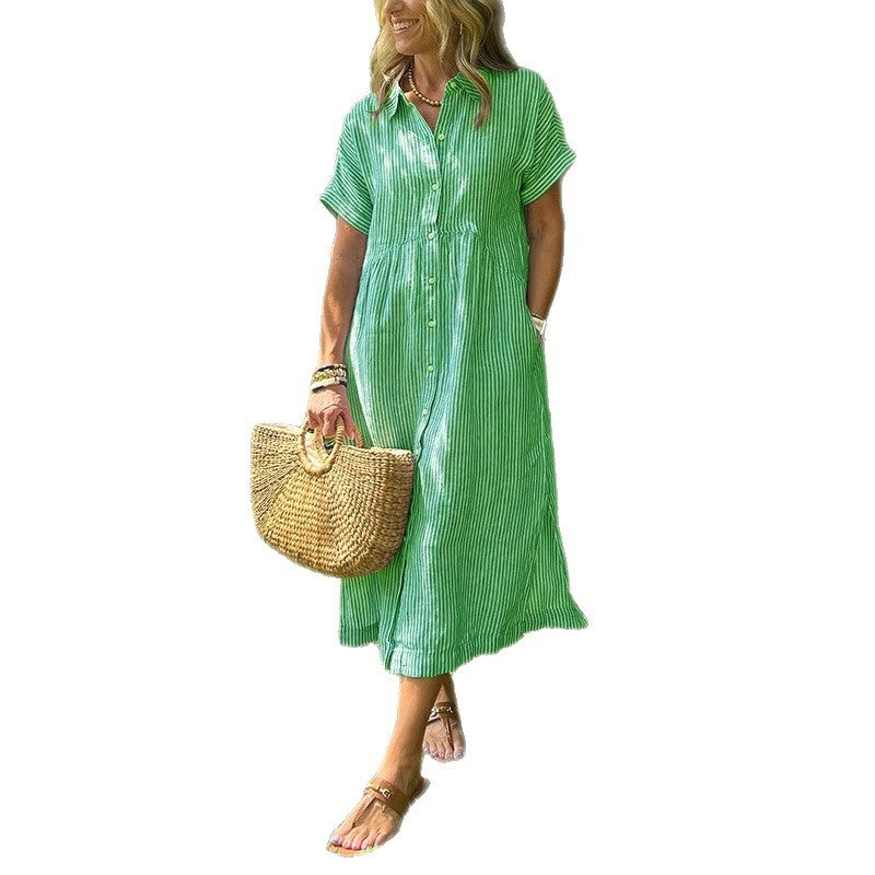 Women's Casual Cotton And Linen Dress