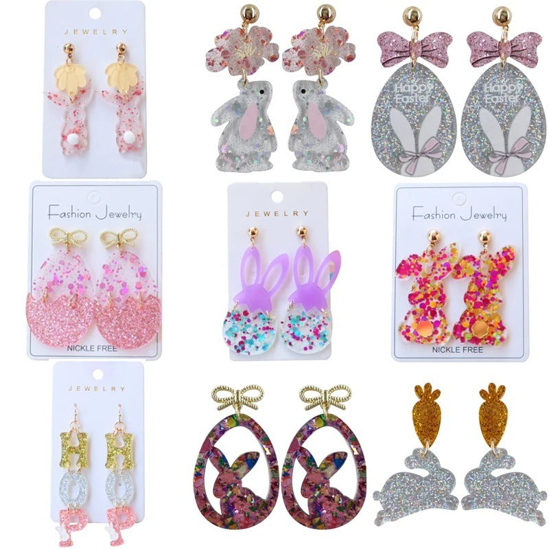 Cute Easter Acrylic Starry Rabbit Earrings