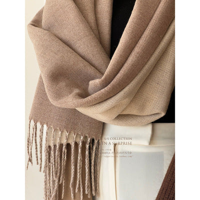 Women's Double-sided Artificial Wool Scarf Shawl