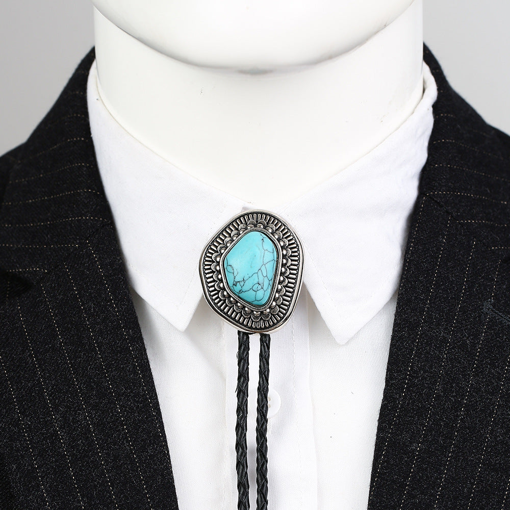 Celtic Pattern Turquoise Agate Bolo Tie
