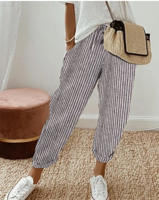 Women Summer Stripes Casual Pants
