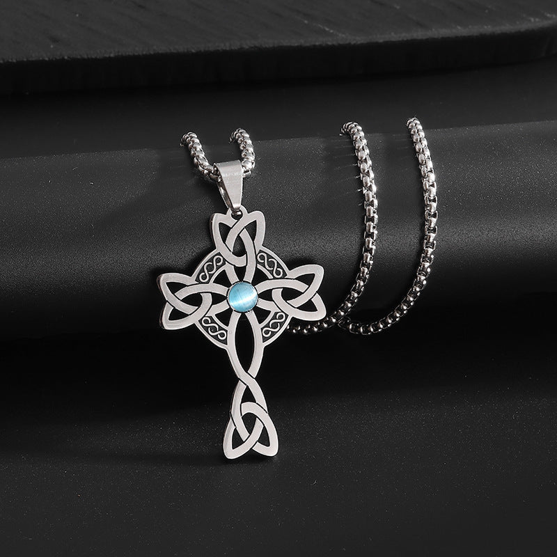Stainless Steel Personalized Celtic Knot Cross Necklace