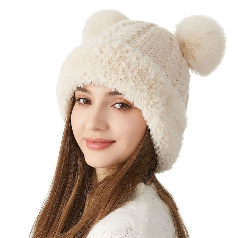 Women's Winter Cute Fur Ball Knitted Hat