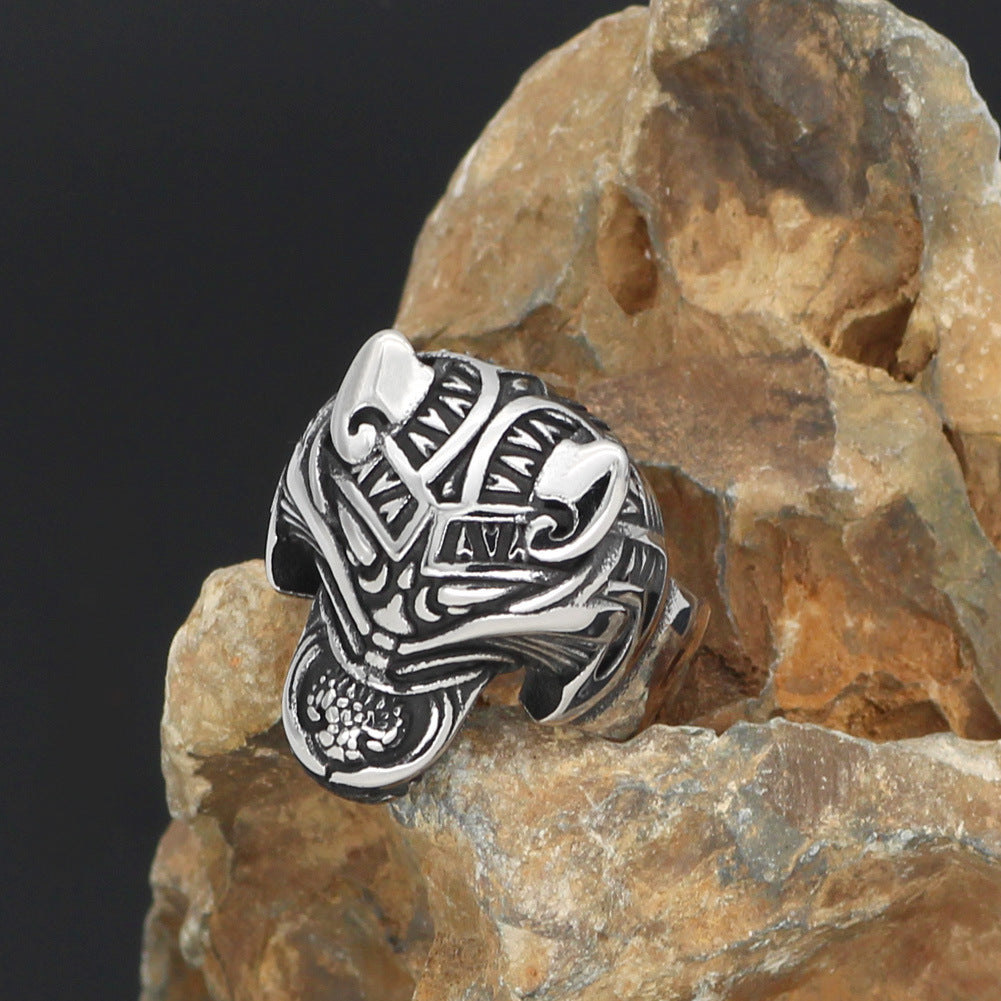 Stainless Steel Warrior Celtic Wolf Head Ring