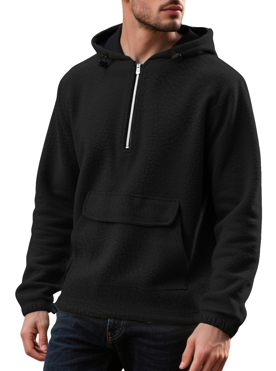 Solid Color Padded Fleece Sweater
