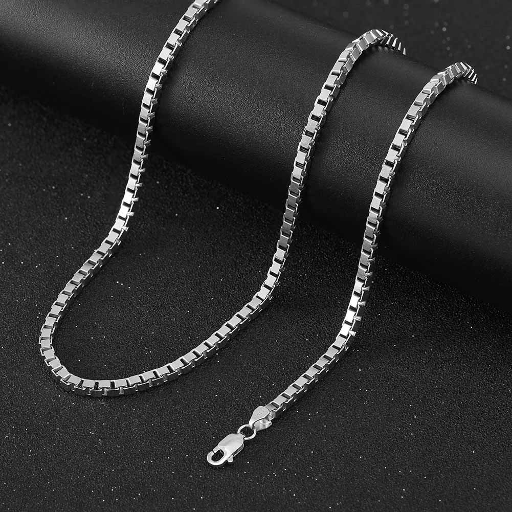 S925 Sterling Silver Without Pendants Box Necklace