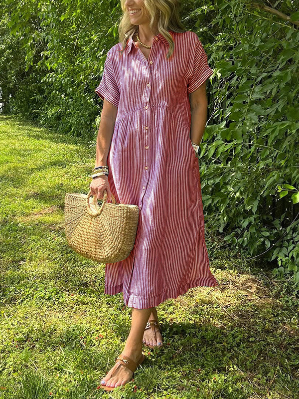Women's Casual Cotton And Linen Dress