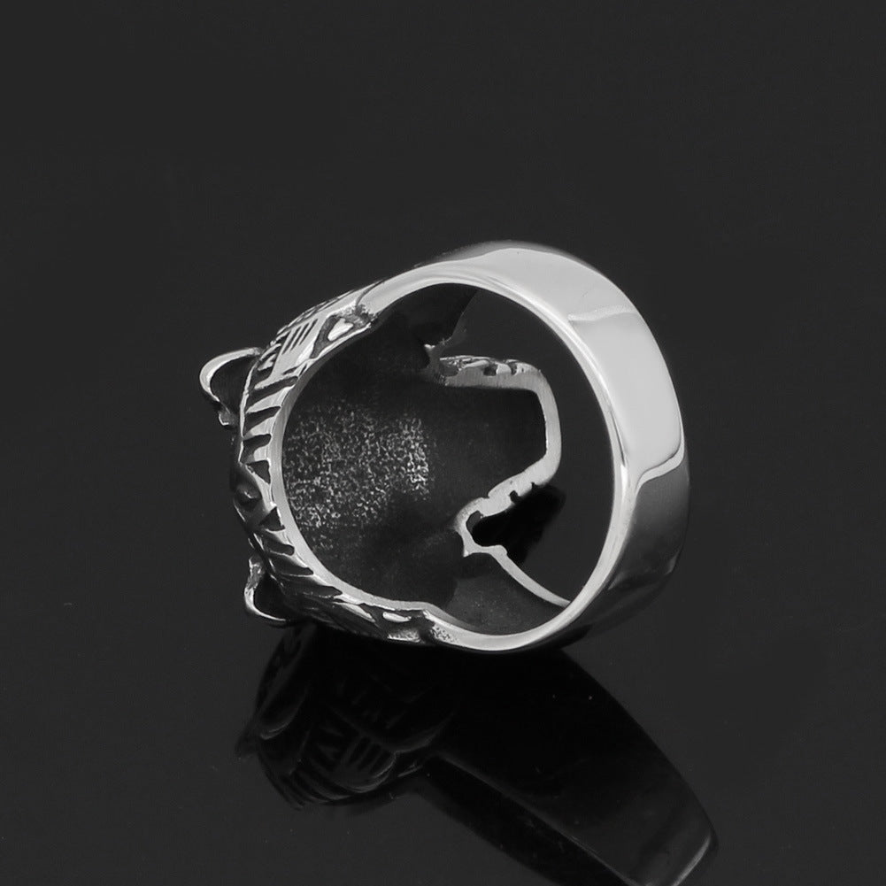 Stainless Steel Warrior Celtic Wolf Head Ring