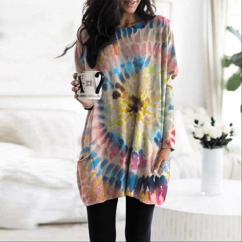 Women's Printed Spiral Batwing Sleeve Sweatshirt