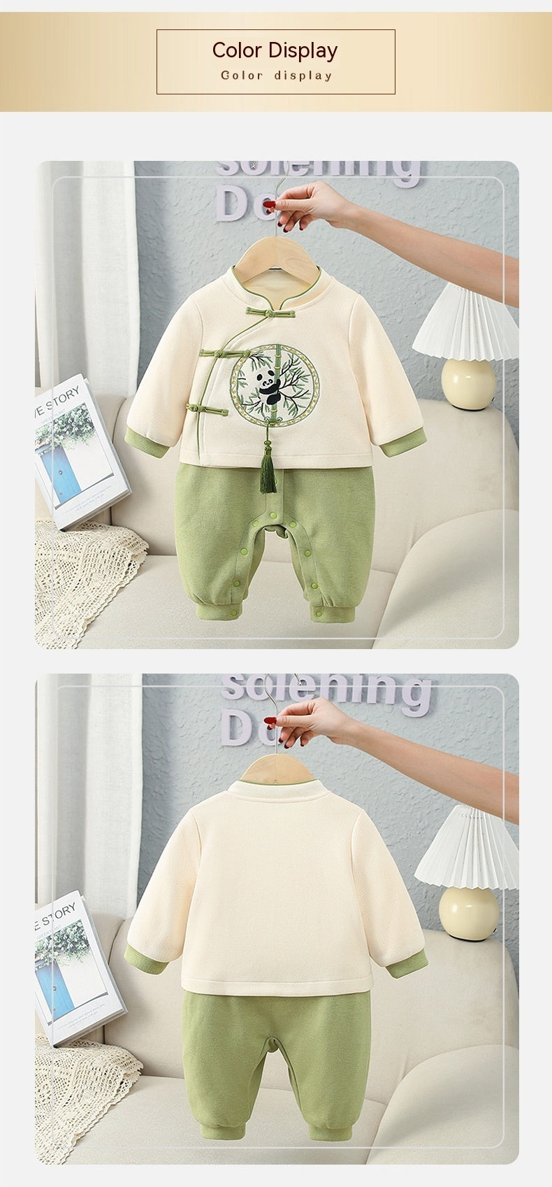 National Style Long Sleeve Fleece-lined Rompers