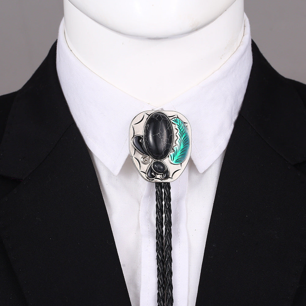 Celtic Pattern Turquoise Agate Bolo Tie