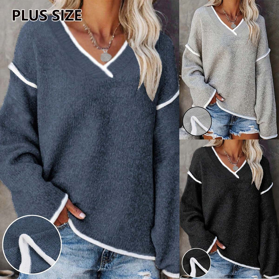 Casual Plus Size Women's Knitted Blouse