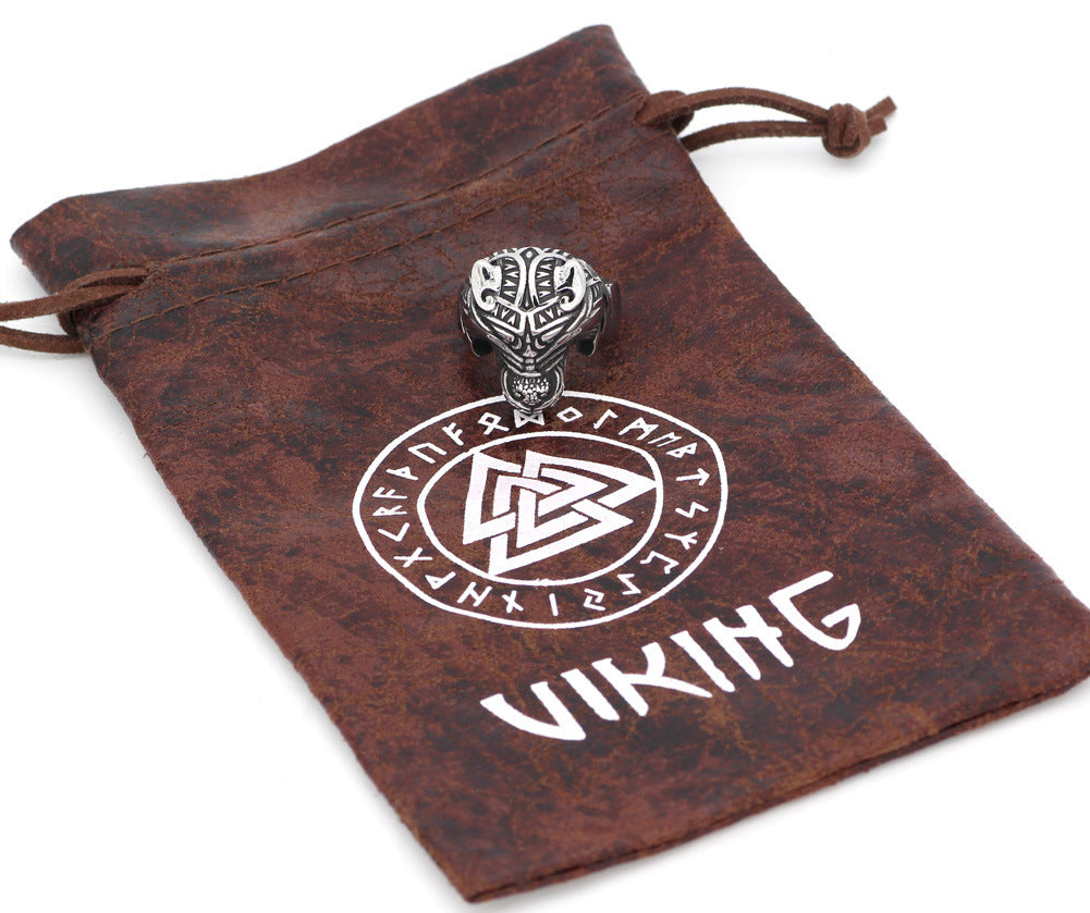 Stainless Steel Warrior Celtic Wolf Head Ring