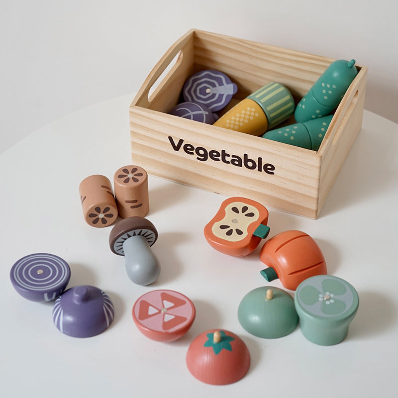 Wood Magnetic Vegetables Fruit Cut Meal Group