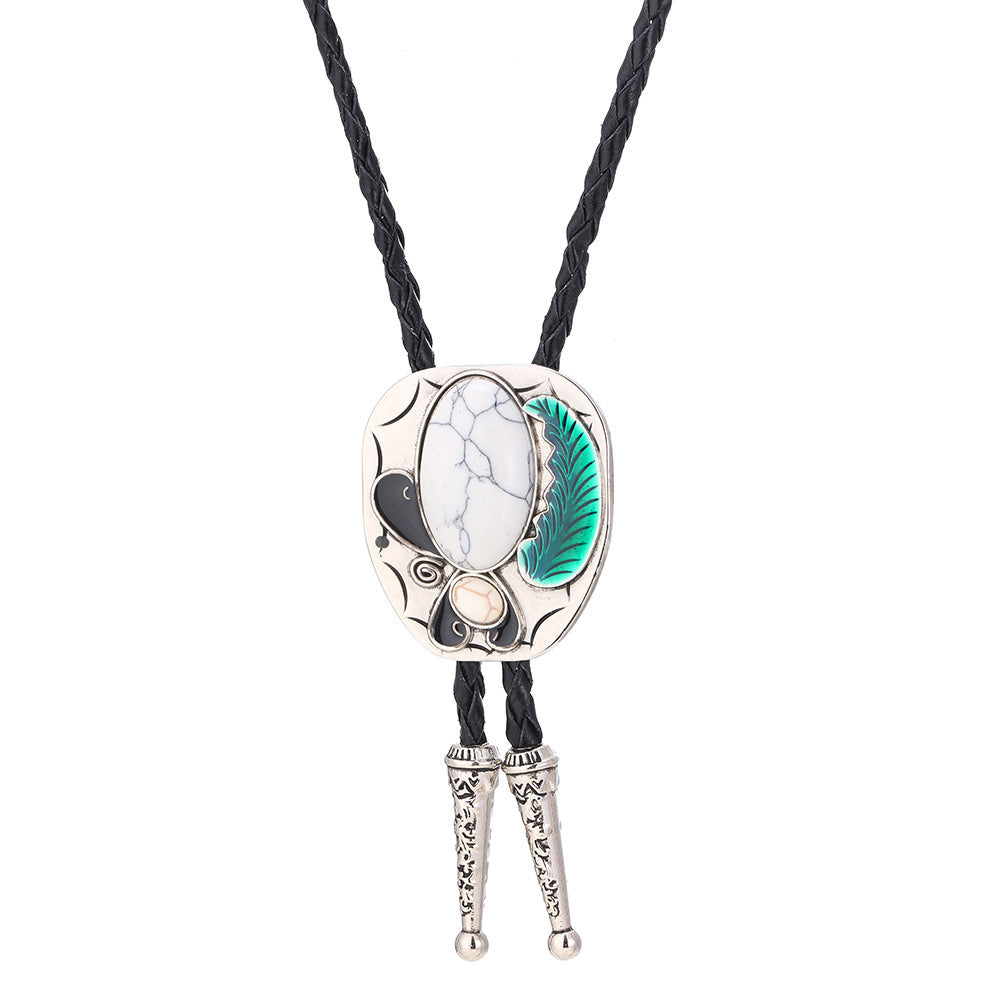 Celtic Pattern Turquoise Agate Bolo Tie