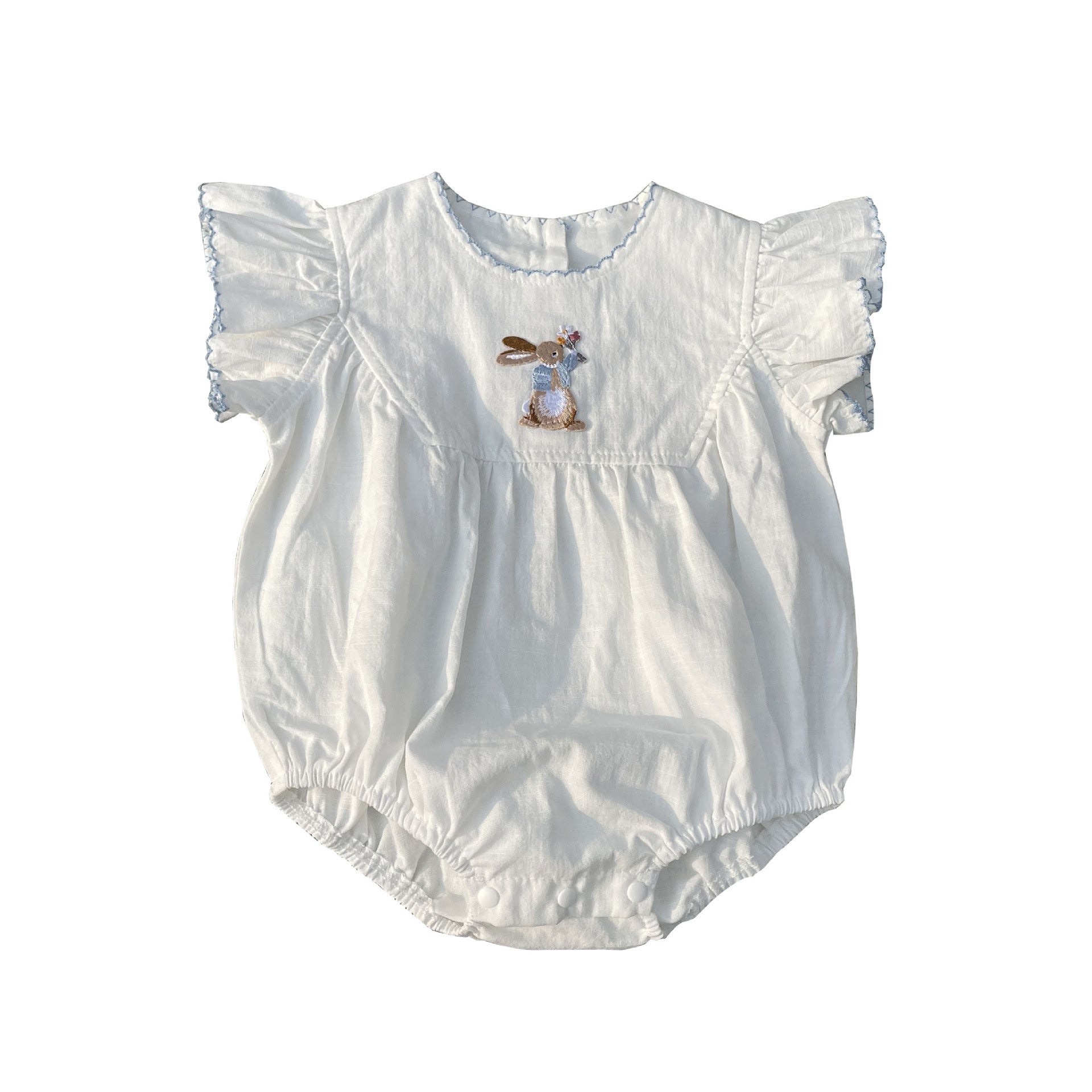 Baby Girl Bunny Embroidery Bottom-covering Rompers