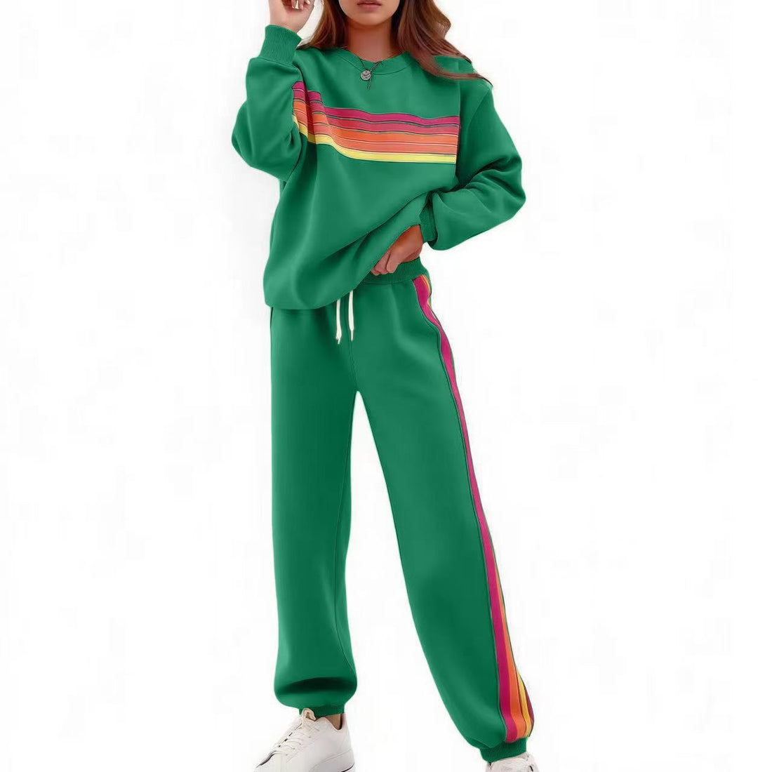 Women's Elastic Waist Pants Sweater Suit