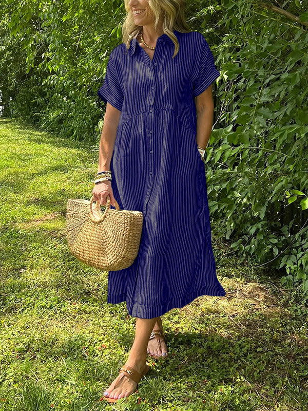 Women's Casual Cotton And Linen Dress